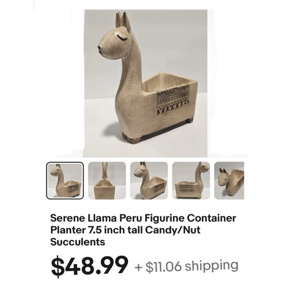 Serene Llama Peru Figurine Container Planter 7.5 inch remote control holder EUC - Picture 11 of 11